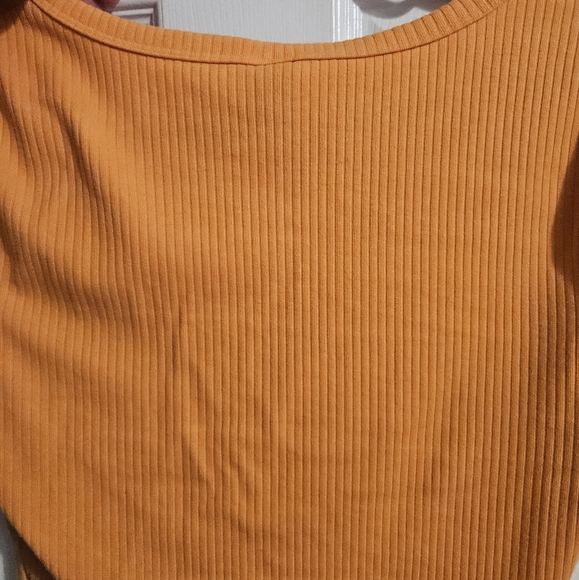 Orange Ribbed Button-Front Top - Picture 2 of 4